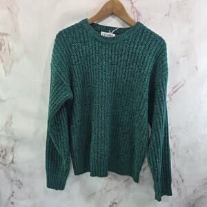 Vintage Sweater Mens Medium Green Acrylic 80s 90s Raglan Honors Emerald
